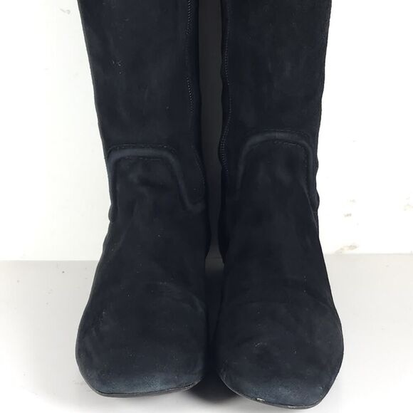 TORY BURCH Women's Selma US8,5M Black Suede Logo Zip Knee High Riding Boots - Picture 4 of 16